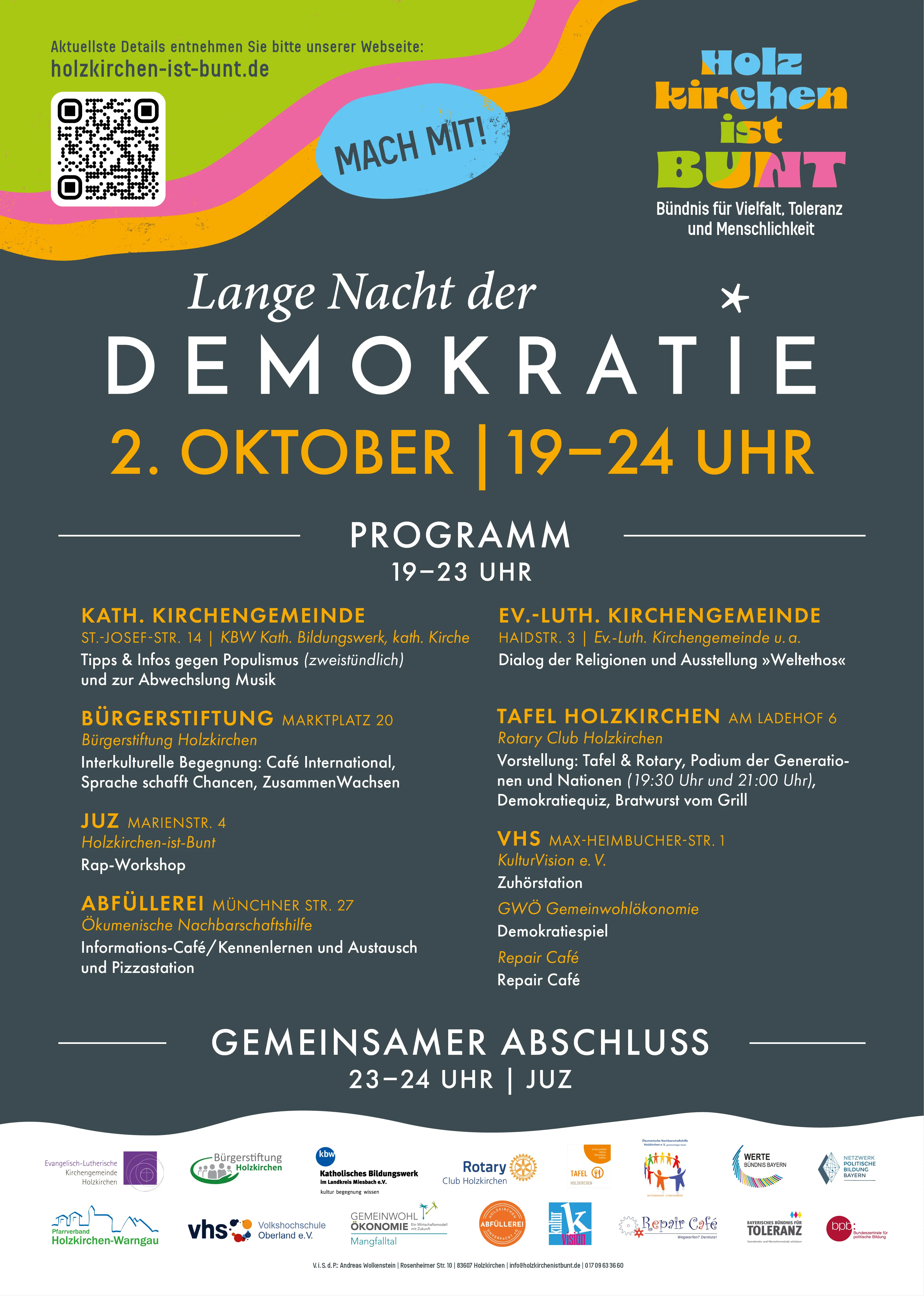 Lange Nacht der Demokratie - 02. Oktober 19 - 24 Uhr - Flyer mit Programm