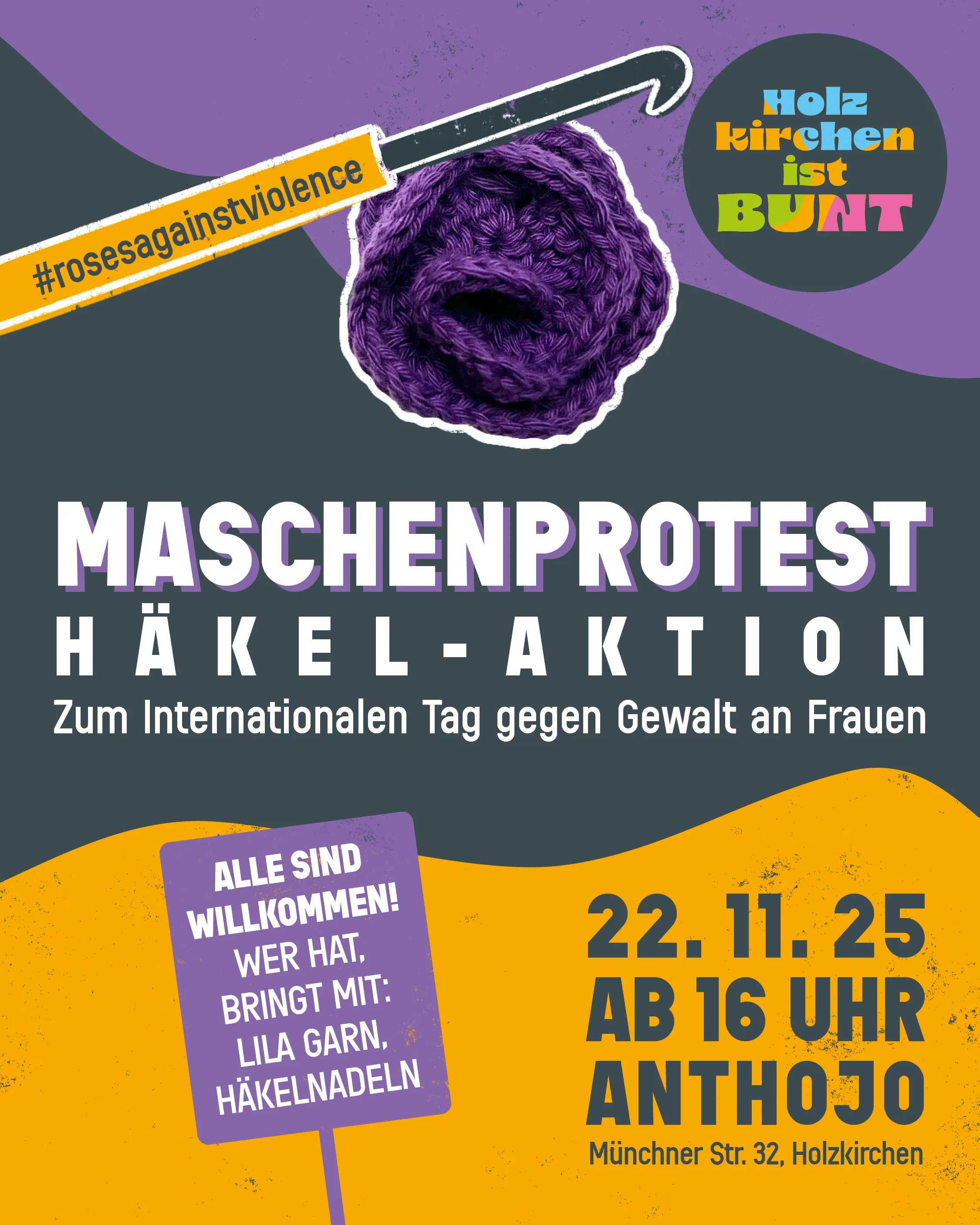 #rosesagainstviolence Häkelaktion zum internationalen Tag der Frauen